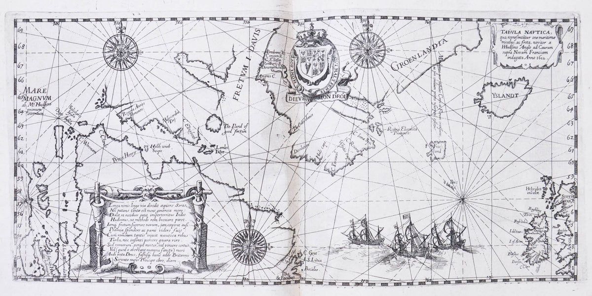 This part of de Bry's Petit Voyages includes the discovery of Hudson's Bay, the voyages of Linschoten, an account of de Quiros's voyage to Terra Australis.