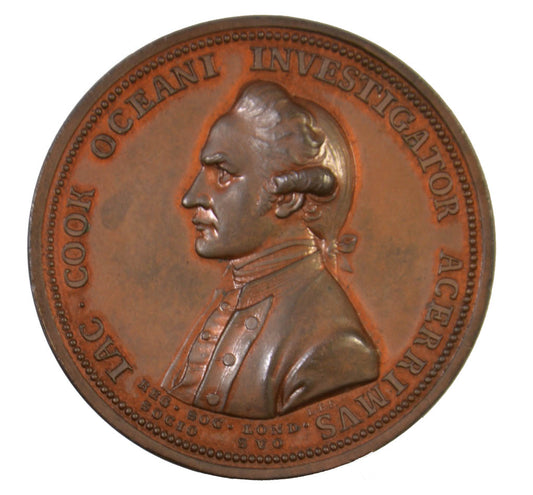 The bronze issue of the Royal Society's Cook Medal.  Fellows of the Royal Society were entitled to a bronze medal, of which 577 were struck.