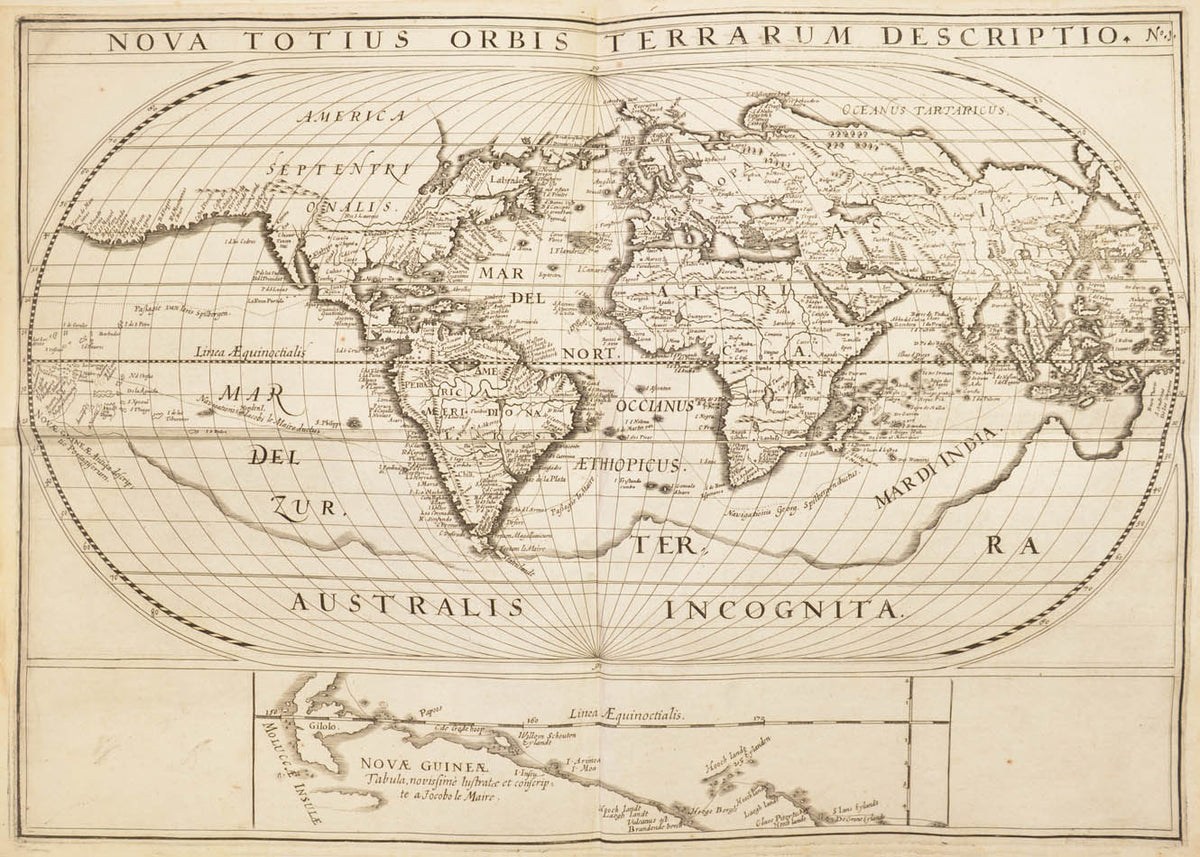 A book of primary importance.  The first Latin edition of the first circumnavigation to have the official support of the Dutch government.