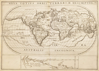 A book of primary importance.  The first Latin edition of the first circumnavigation to have the official support of the Dutch government.