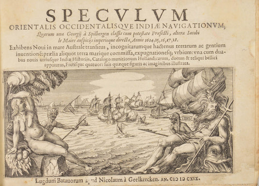 A book of primary importance.  The first Latin edition of the first circumnavigation to have the official support of the Dutch government.  