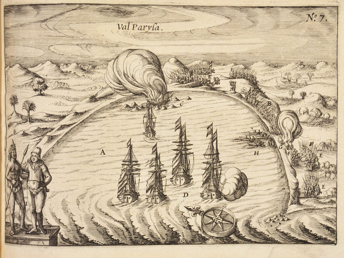A book of primary importance.  The first Latin edition of the first circumnavigation to have the official support of the Dutch government.
