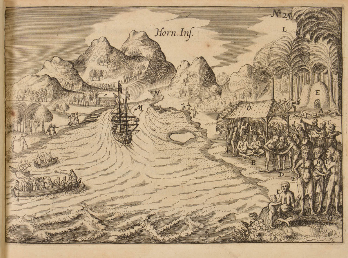 A book of primary importance.  The first Latin edition of the first circumnavigation to have the official support of the Dutch government.