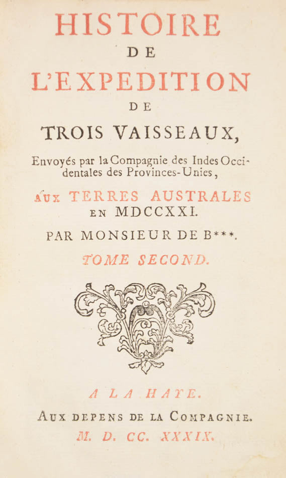 First French edition of Roggeveen's voyage by Carl Friedrich Behrens, the commander of marines, and the first European to step foot on Rapa Nui