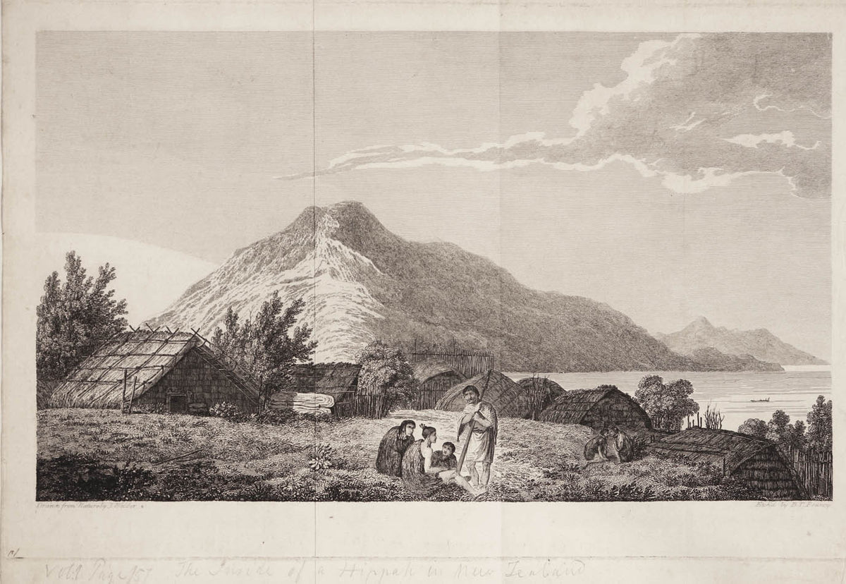 Four proof plates before letters.  Early states of images from Cook's last voyage, showing scenes in Hawai'i, Tahiti, New Zealand and Alaska.