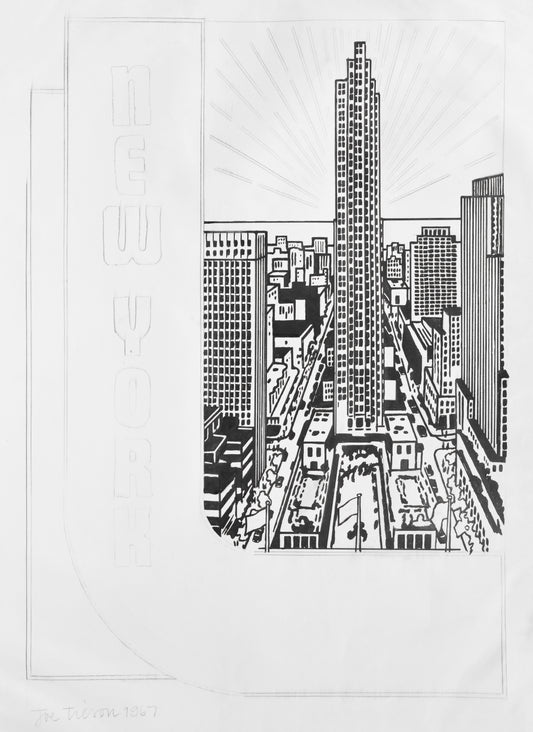Study for Decal 3 in pencil and Indian ink, on wove paper, signed and dated 1967, 76.4 x 55.8 cm