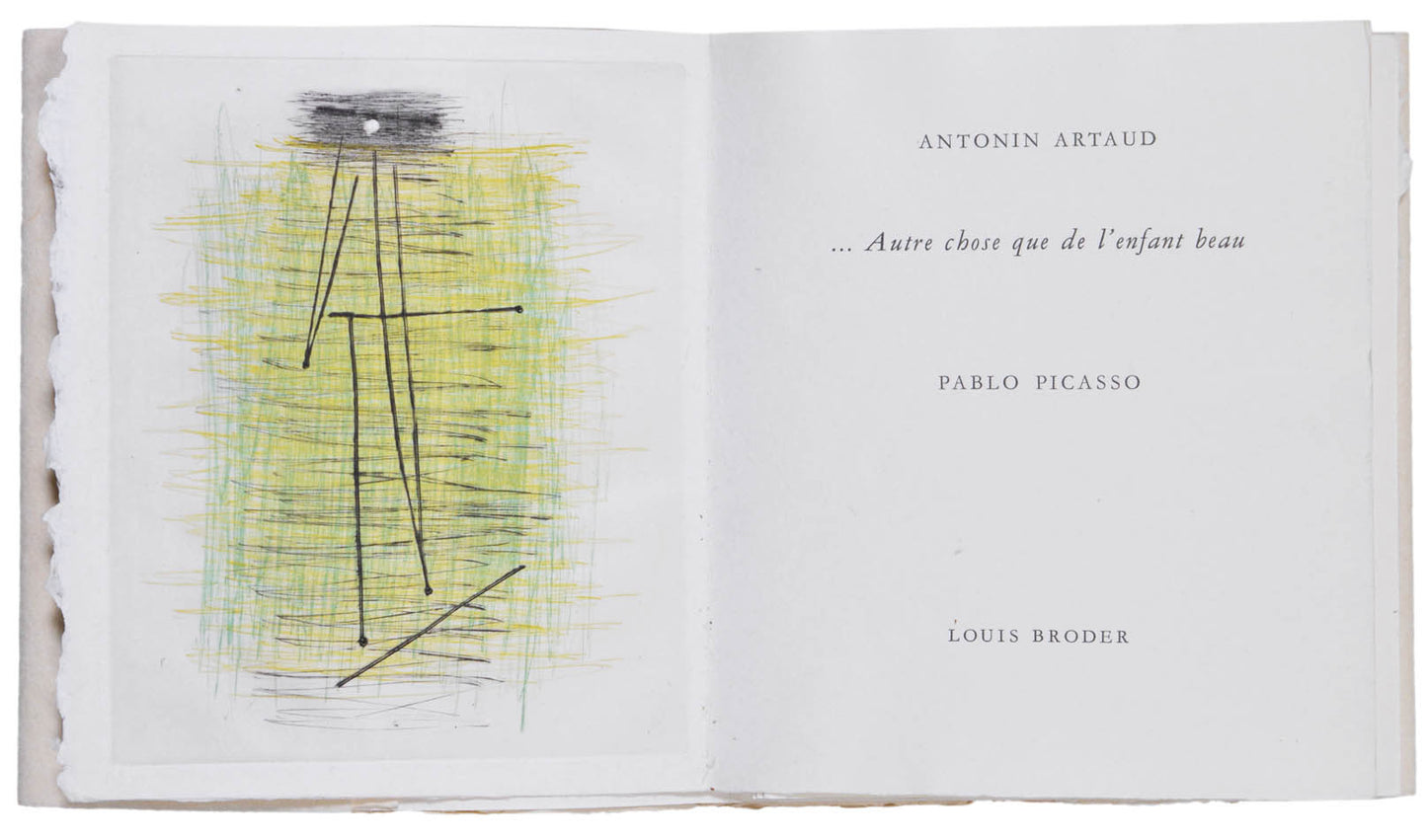 Limited edition, number 67 of 120 copies on Japon paper of Autre Chose, signed by and with colour drypoint frontispiece by Picasso.