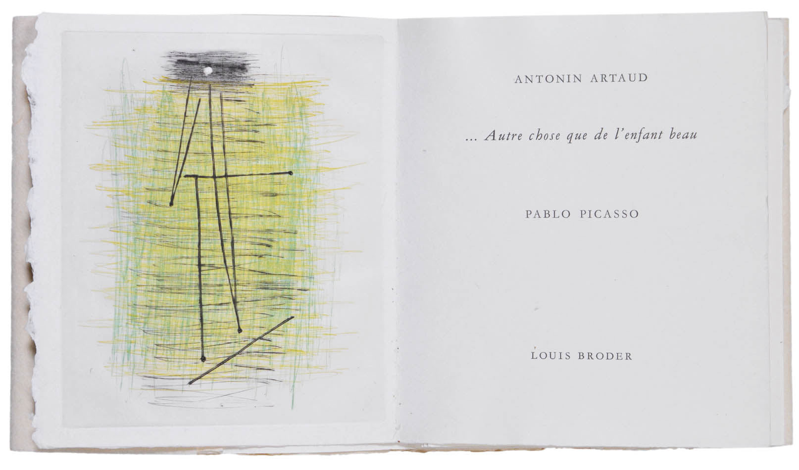 Limited edition, number 67 of 120 copies on Japon paper of Autre Chose, signed by and with colour drypoint frontispiece by Picasso.
