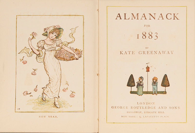 A collection of three Almanacks by Kate Greenway, omprising those for 1883,1884 & 1925. illustrated in colour, with original bindings