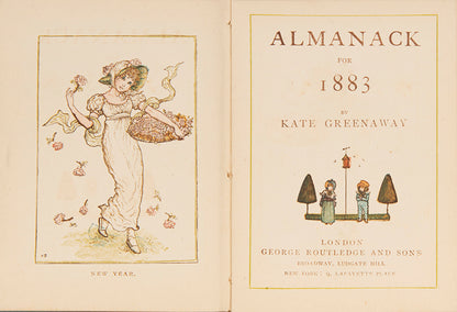 A collection of three Almanacks by Kate Greenway, omprising those for 1883,1884 & 1925. illustrated in colour, with original bindings