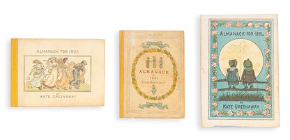 A collection of three Almanacks by Kate Greenway, omprising those for 1883,1884 & 1925. illustrated in colour, with original bindings