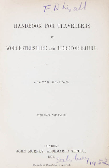 <br />This is the only edition on Worcester and Herefordshire