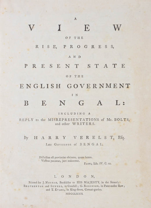 A view of the rise, progress, and present state of the English government in Bengal: