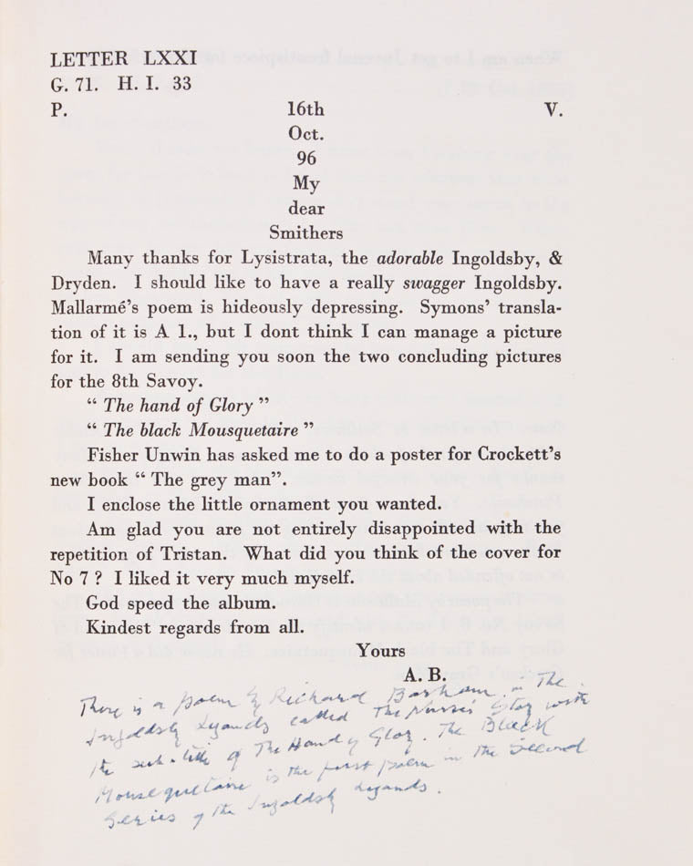 This comprises 188 letters written by the artist to his publisher, printed by Chiswick Press