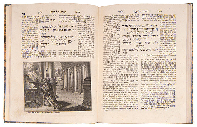 An interesting 19th-century example of the Ashkenazic Passover Haggadah, with commentary by Alsheich, Gevurat Hashem, Olelot Efraim (Maharal) etc.