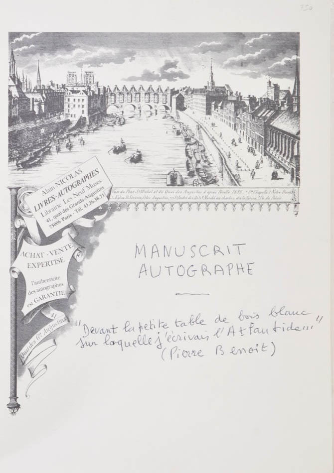 With an original drawing by Blobel-Riche and manuscript essay from Pierre Benoit.
