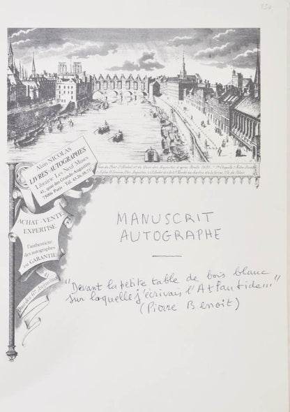 With an original drawing by Blobel-Riche and manuscript essay from Pierre Benoit.