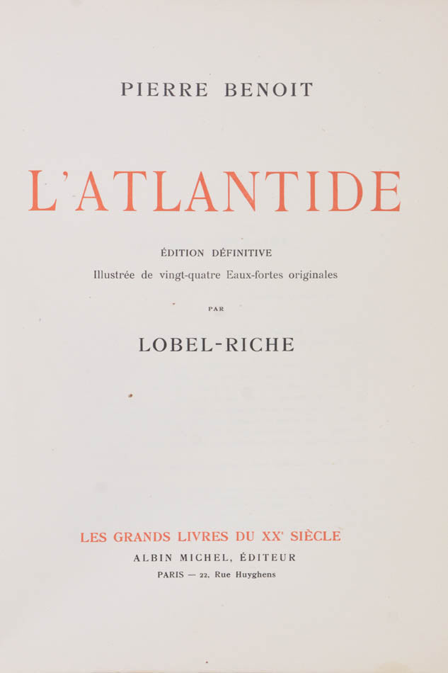 With an original drawing by Blobel-Riche and manuscript essay from Pierre Benoit. 