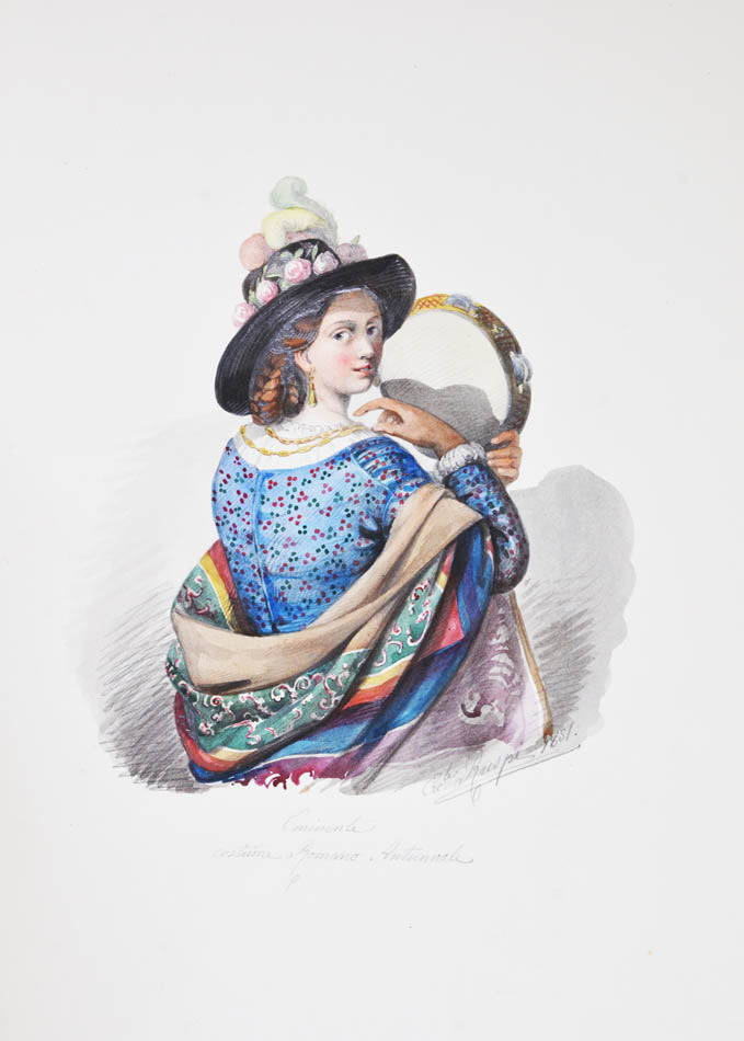 Album of fine watercolours sof Rome and Naples each igned by Ruspi. 