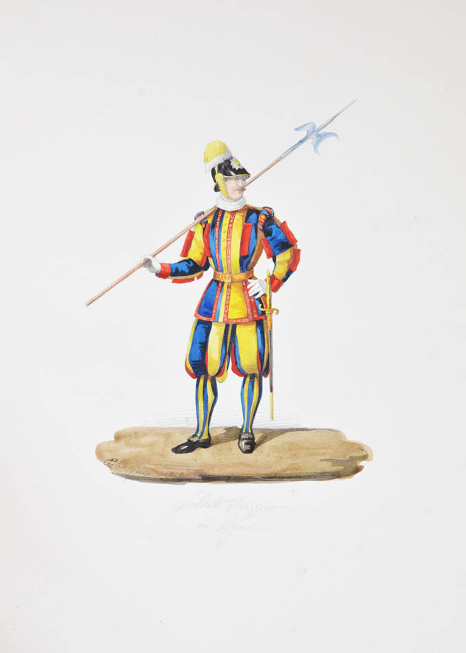Album of fine watercolours sof Rome and Naples each igned by Ruspi. 
